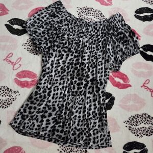 Black & White Leopard Print Off The Shoulder Top